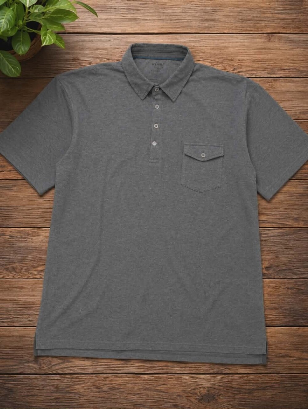 KUHL Polo Shirt XXL Gray Organic Melange Cotton Vented Stash Pocket Outdoor